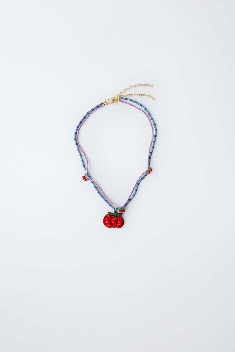 ZARA НАБОР ИЗ ДВУХ ОЖЕРЕЛИЙ С БУСИНАМИ И ПОДВЕСКАМИ «ТОМАТ», КРАСНЫЙ