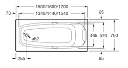 Акриловая ванна Roca Sureste 150x70 ZRU9302778 схема