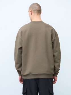 Свитшот оверсайз, без начеса (серо-оливковый)