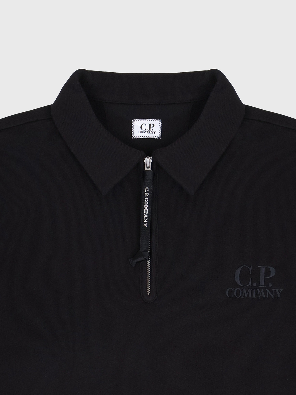 Свитшот на молнии C.P. Company Logo Diagonal Raised Fleece Half Zip Black