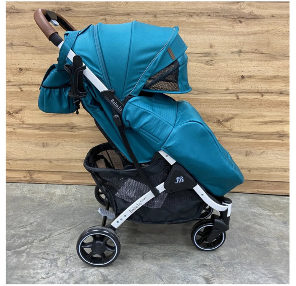 Коляска прогулочная Babalo 2022 Classic с муфтой Озёрный текстиль белая рама
