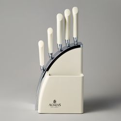 НАБОР НОЖЕЙ AGNESS НА ПЛАСТИКОВОЙ ПОДСТАВКЕ, 6 ПРЕДМЕТОВ