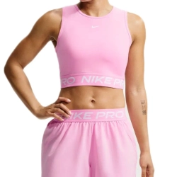 Женский топ теннисный Nike Pro Dri-Fit Cropped - pink rise/white