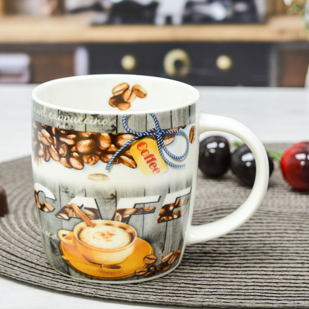 Кружка 380мл керамическая, цвет в ассортименте