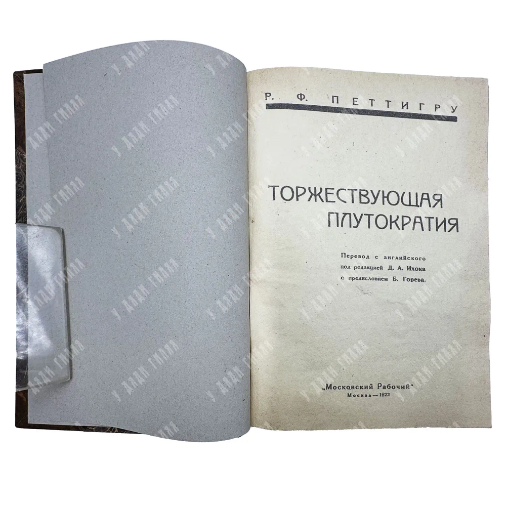 Петтигру Р.Ф. «Торжествующая плутократия» 1922 г. Первая советская публикация | У дяди Гиляя