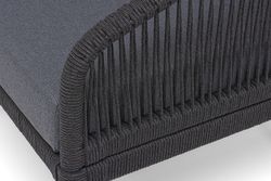 "Канны" лаунж-зона 4-местная (разборная) из роупа со столиком "Диего" цвета "серый гранит", роуп темно-серый круглый, ткань темно-серая