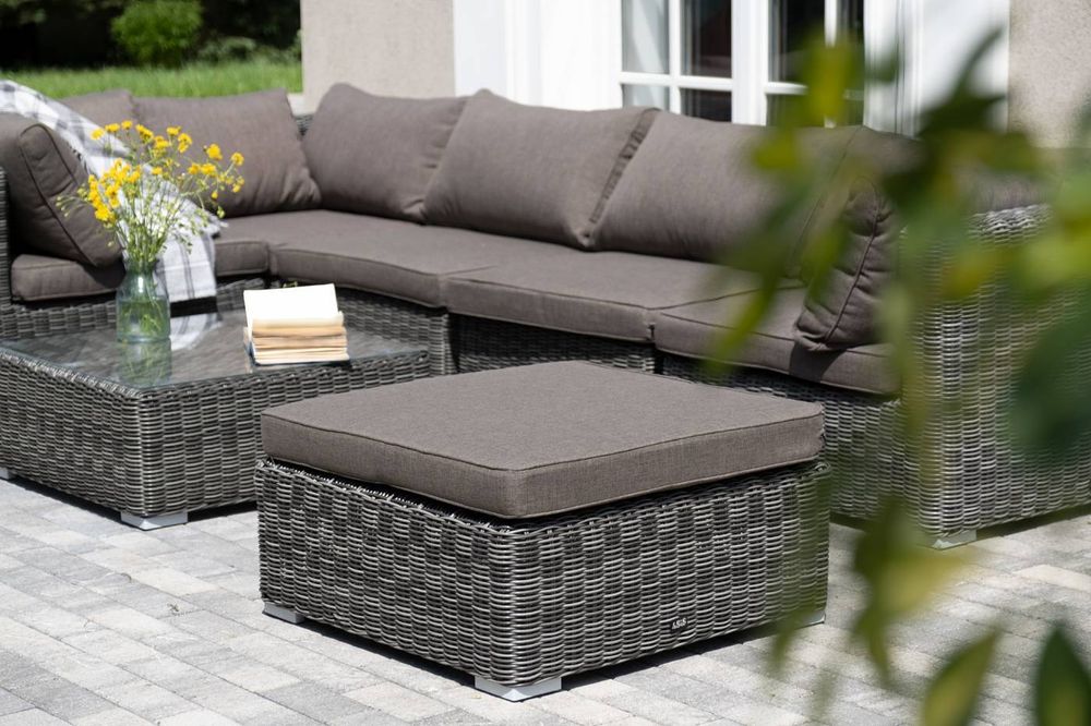 "Лунго" трансформирующаяся лаунж-зона из искусственного ротанга, цвет графит