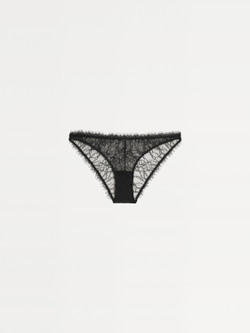 Massimo Dutti Кружевные трусы с необработанной кромкой, черный