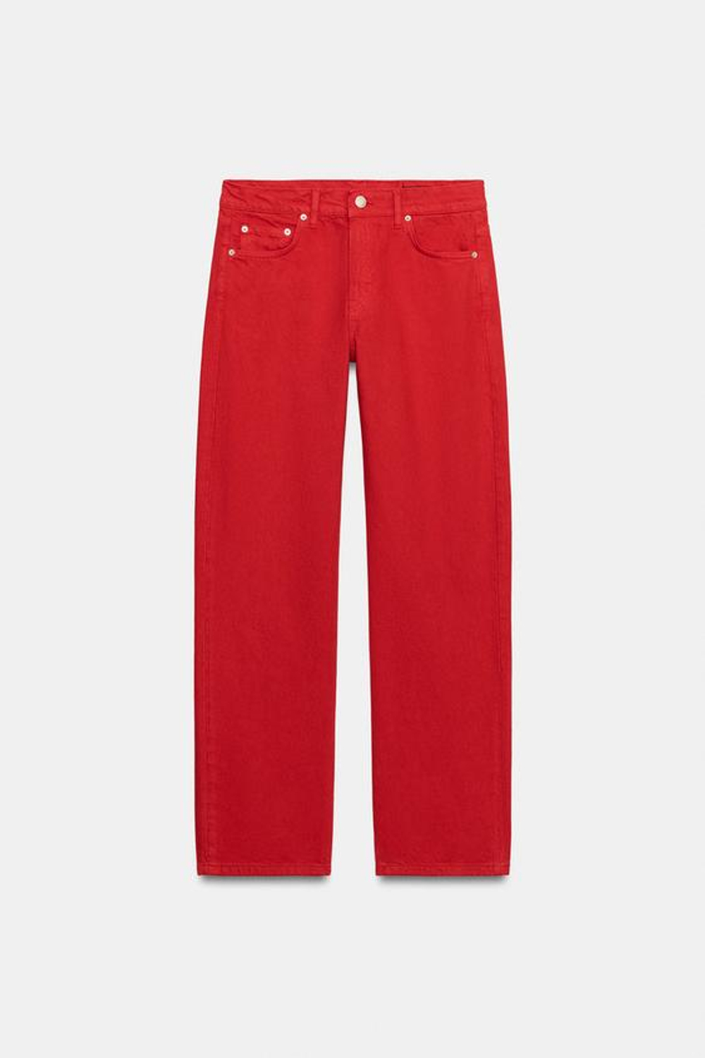 ZARA ДЖИНСЫ ПРЯМОГО КРОЯ СО СРЕДНЕЙ ПОСАДКОЙ — ZW COLLECTION, КРАСНЫЙ