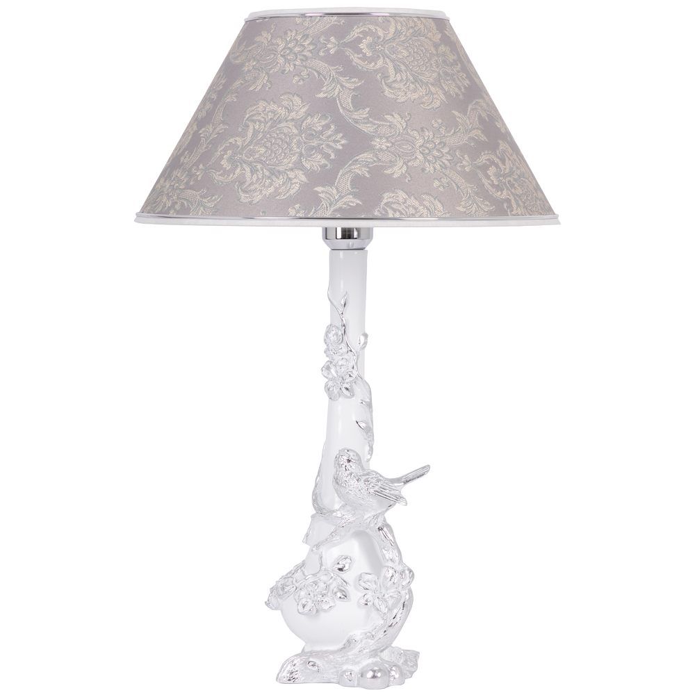 Настольная лампа Терра Белый с абажуром №38 Vatican (Ватикан) Сильвер