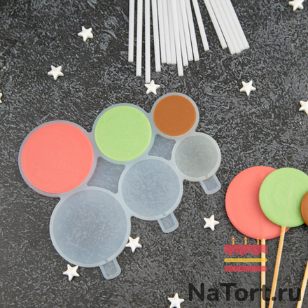 Силиконовая форма для леденцов «Круглые погремушки 3 размера»