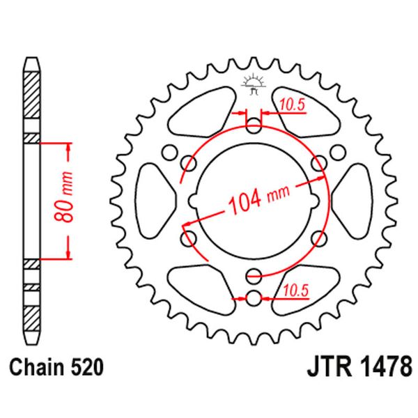 JT JTR1478.38 звезда задняя (ведомая), 38 зубьев