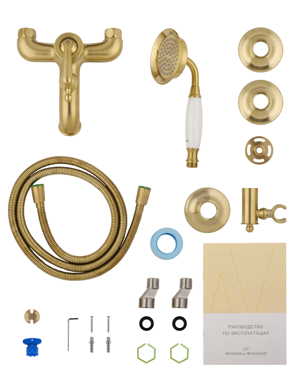 Смеситель для ванны с душем WONZON & WOGHAND STEAM, Брашированное золото (WW-88639008-BG)