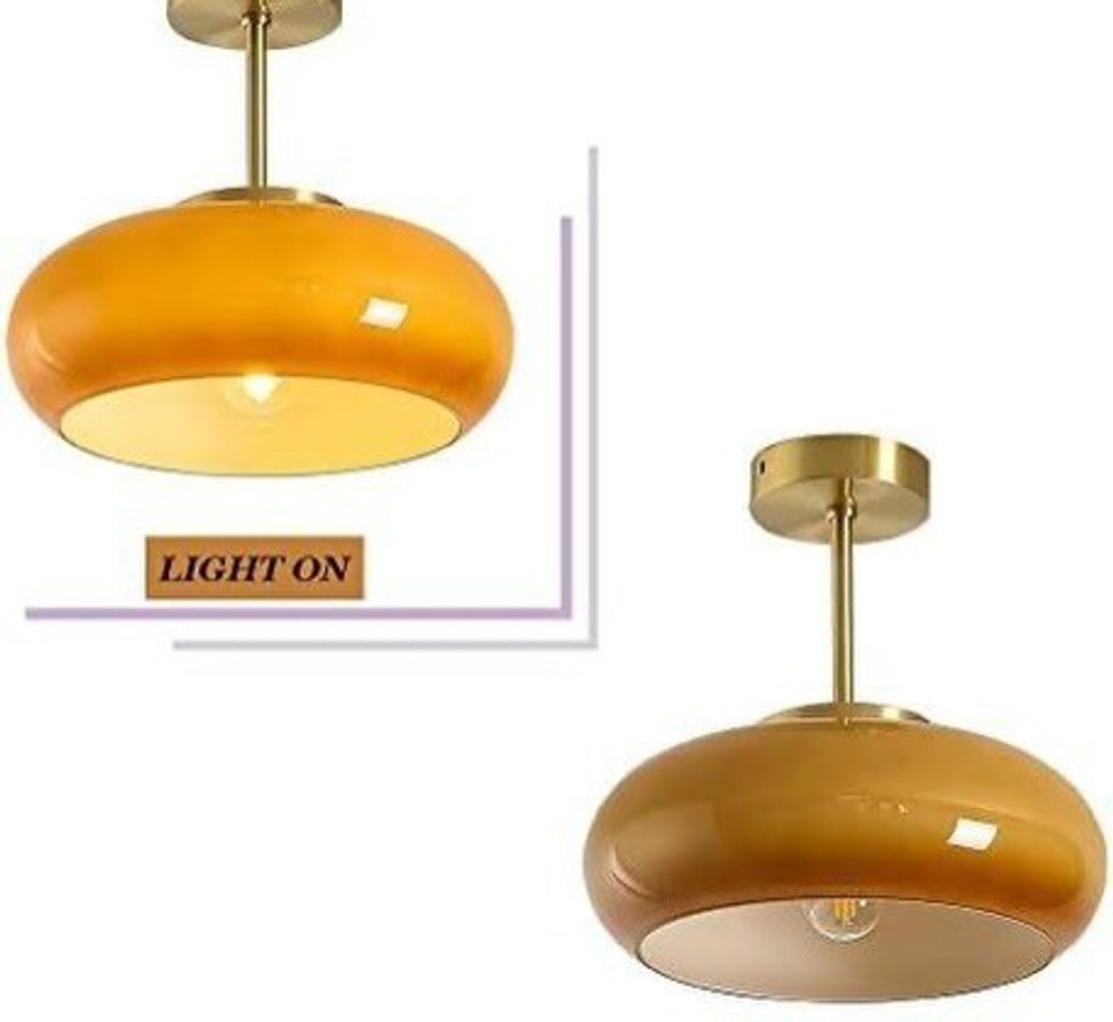 подвесная люстра в тёплом янтарном стекле