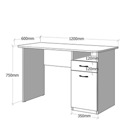 Письменный стол ДОМУС СП007 серый (правый)