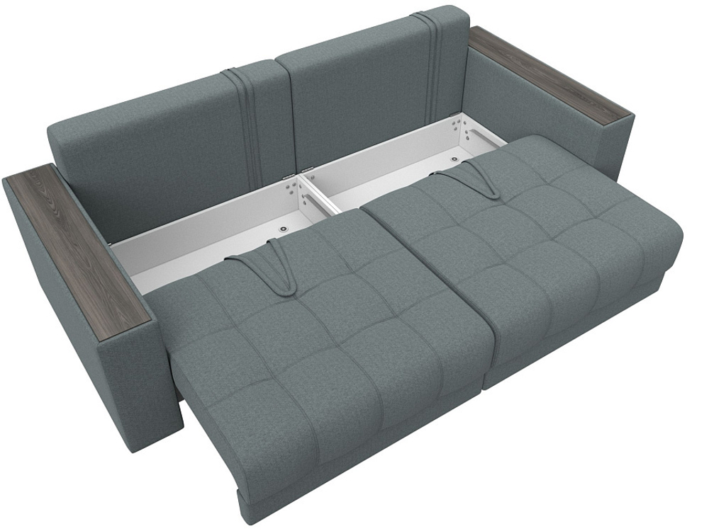 Диван прямой с декором Лига-049 НПБ, Амур 07 РОГОЖКА серый