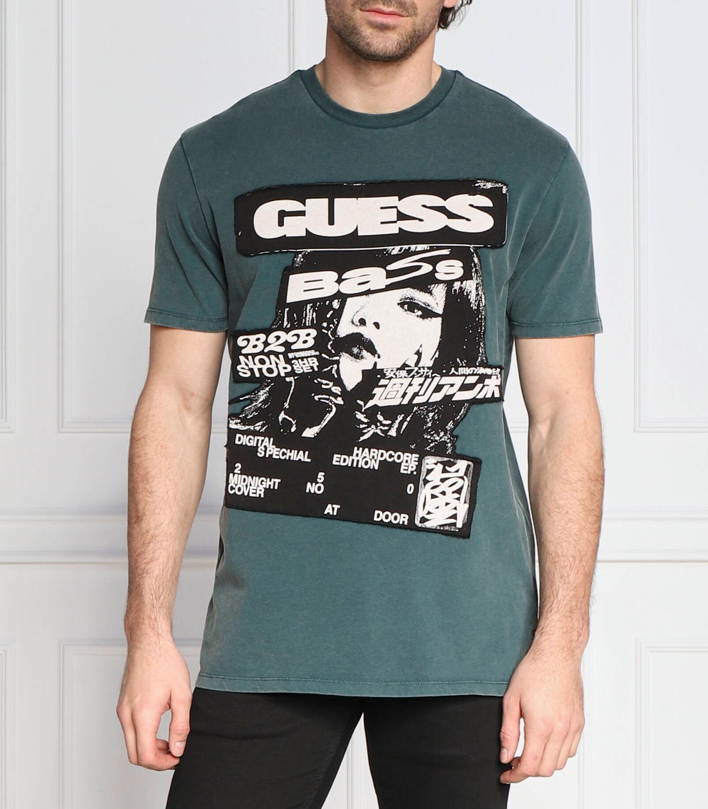 футболка ss bsc guess music poster GUESS - зеленый(M3RI39 KBDL0)