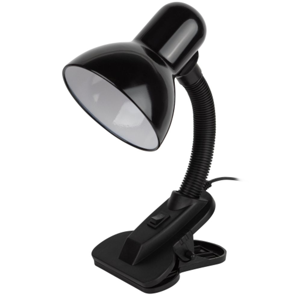 Настольный светильник ЭРА N-102-E27-40W-BK на прищепке черный матовый | Настольные светильники под лампу