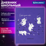 Дневник 1-11 класс 48 л. кожзам (гибкая) термотиснение фольга BRAUBERG "Мяу" (2 штуки в упаковке)