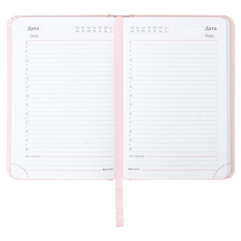 Ежедневник недатированный МАЛЫЙ ФОРМАТ А6 (100x150 мм) BRAUBERG "Profile", балакрон, 136 л., розовый, 111693