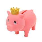 Розовая в короне, свинка-копилка
