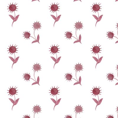Винтажные абстрактные цветы. Растительный орнамент из красных шипов