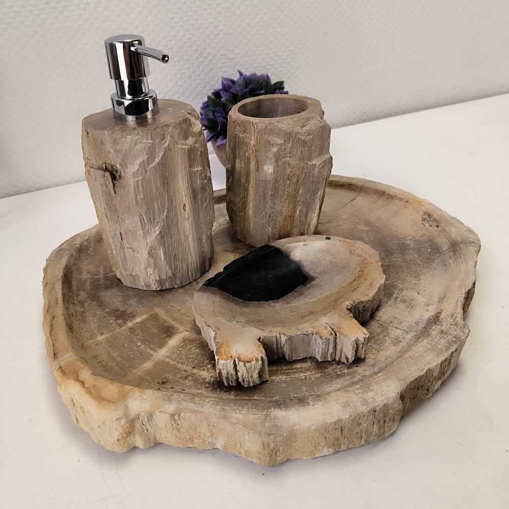 Набор из окаменелого дерева 4 предм Fossil Set NF-63077 поднос 33см*37см