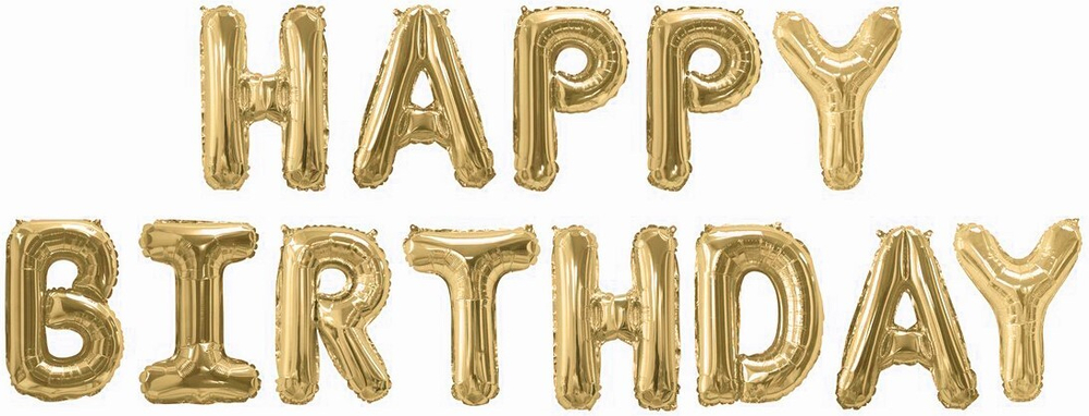 Фольгированный набор шаров-букв мини-надпись "Happy Birthday" золото 41 см