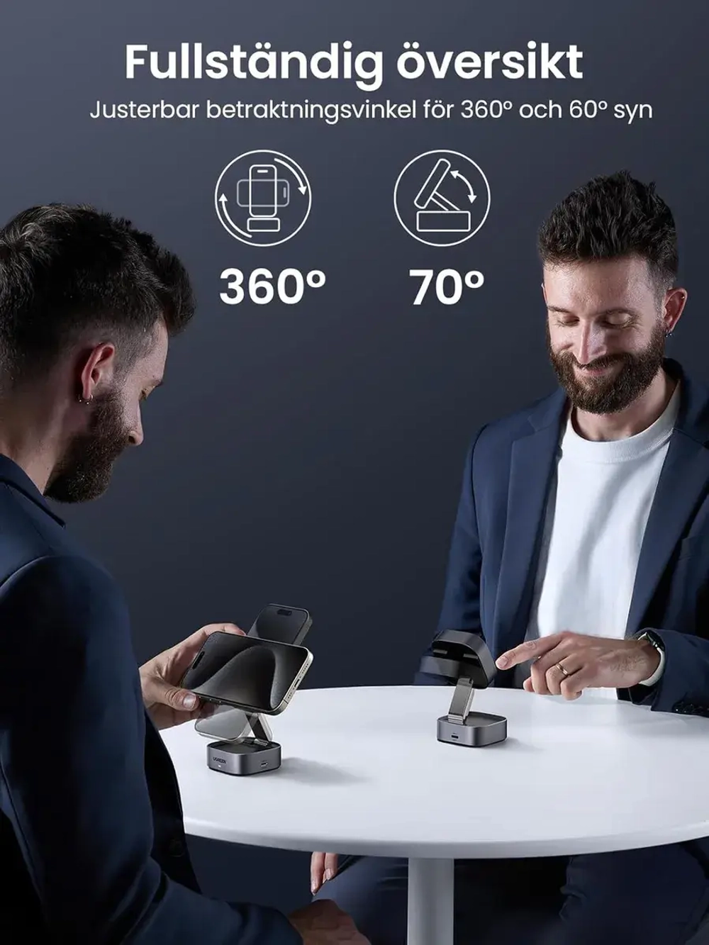 Докстанция Угрин 2 в 1 MagFlow Qi2 25 Вт для iPhone