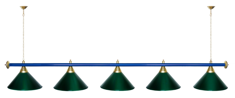 Лампа STARTBILLIARDS 5 пл. (плафоны зеленые,штанга золотая,фурнитура золото)