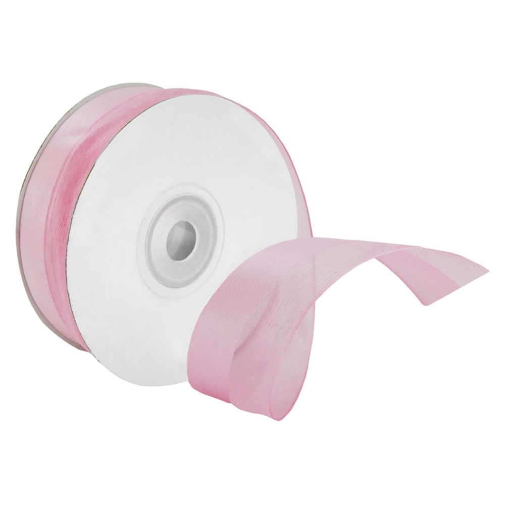 Лента Половинки Атлас и органза Светло-розовый / 25 мм * 22,85 м