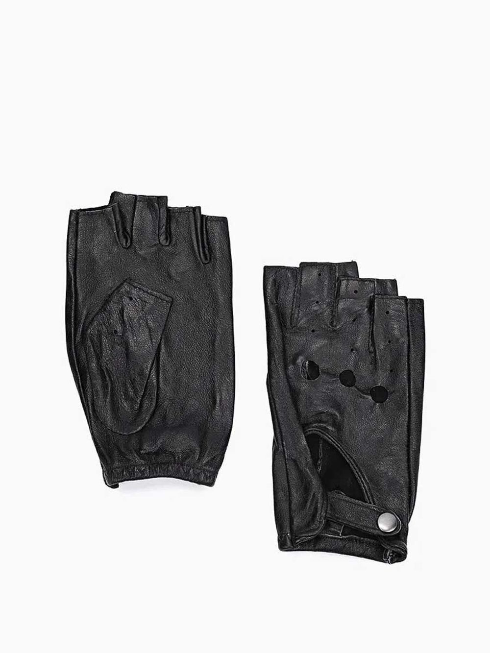 Перчатки без пальцев короткие кожаные