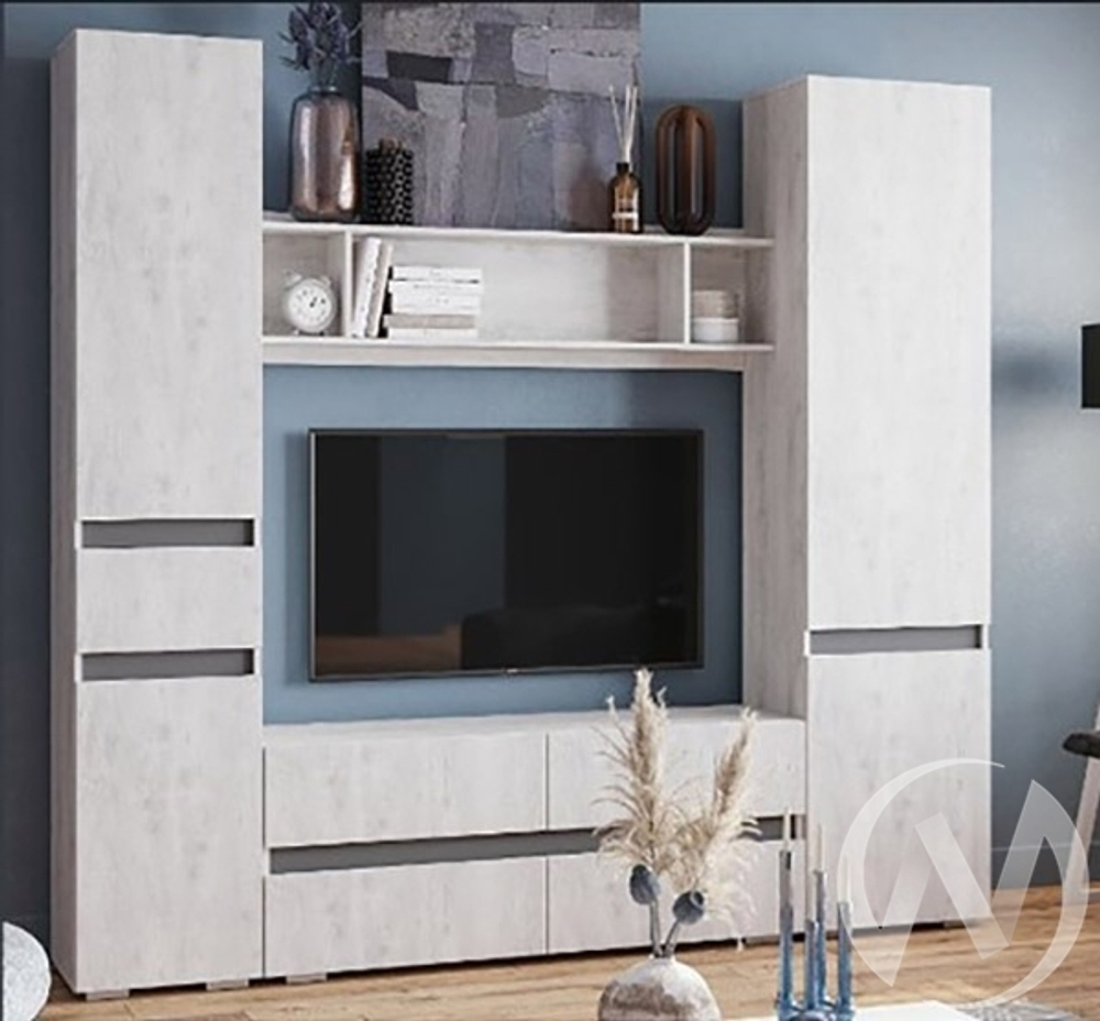 Гостиная "Мрия" (бетон пайн светлый/графит) Комплектация 1