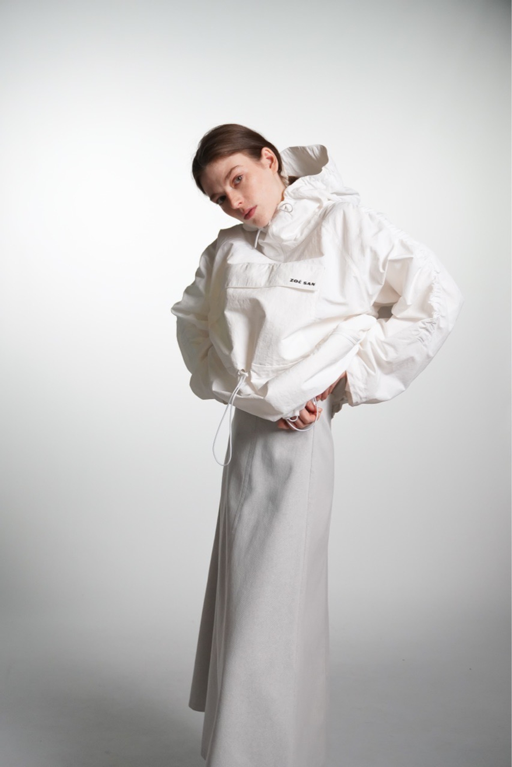 Юбка клиньями из плотного светло-серого хлопка