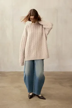 Свитер с косами ((Вечер у камина)), бежевый