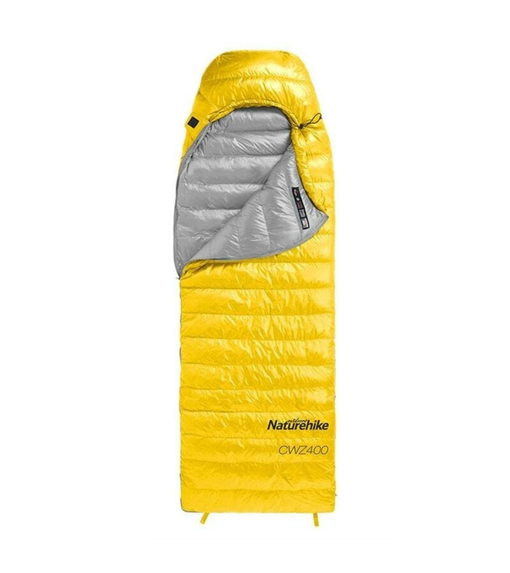 Мешок спальный Naturehike CW400 NH18C400-D сгусинным пухом, размер М, желтый, 6927595761700