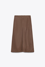 Юбка миди из ткани с эффектом потертости — zw collection