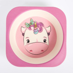 4591068 Набор бамбуковой посуды "Единорог", тарелка, миска, стакан, приборы, 5 предметов