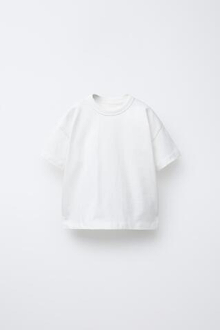 ZARA БАЗОВАЯ ФУТБОЛКА HEAVY WEIGHT, БЕЛЫЙ