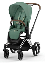 Коляска 3 в 1 Cybex Priam IV Chrome Brown complete и автокресло Aton S2 i-Size Ocean Blue Leaf Green