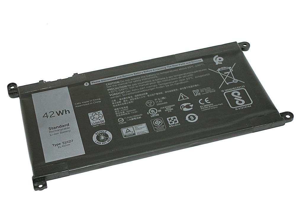 Аккумуляторная батарея для ноутбука Dell 3180 3189 11.4V 3510mAh Y07HK 51KD7