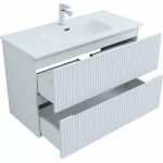 Тумба Aquanet Джейн 100 313288 с раковиной Flat 100 254365 белая матовая