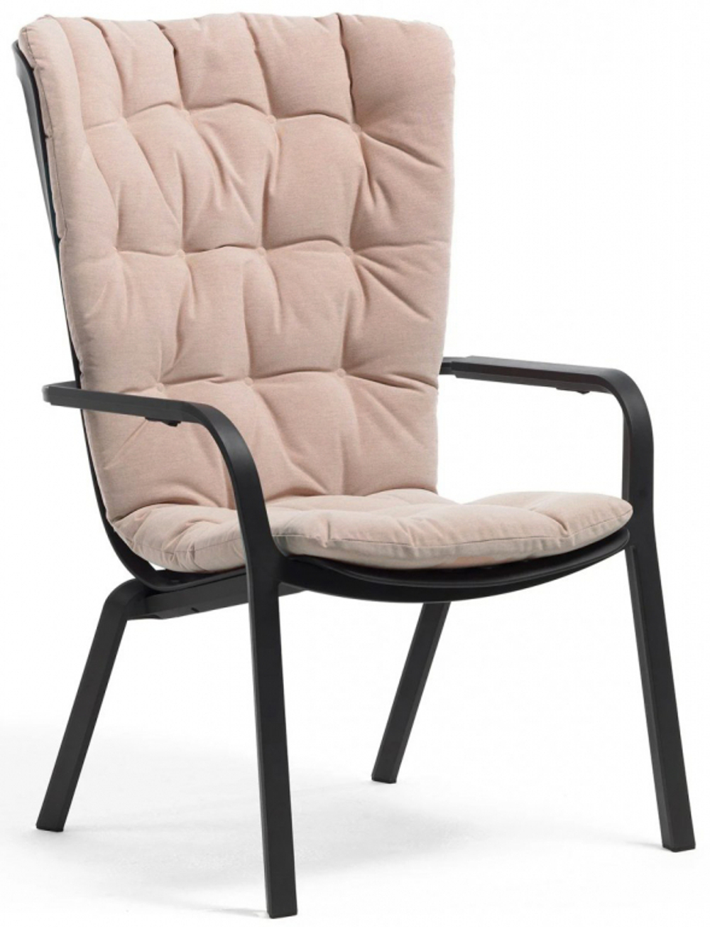 Лаунж-кресло пластиковое с подушкой Nardi Folio, антрацит, розовый