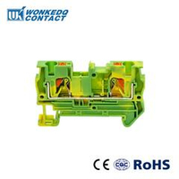 Клемма 2-проводная проходная 0.5-4мм2 на DIN рейку JPT 4-PE Push-in желто-зеленая 800V/41A  3211942WE
