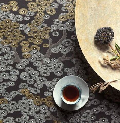 Обои с цветочным принтом в японском стиле KIM802