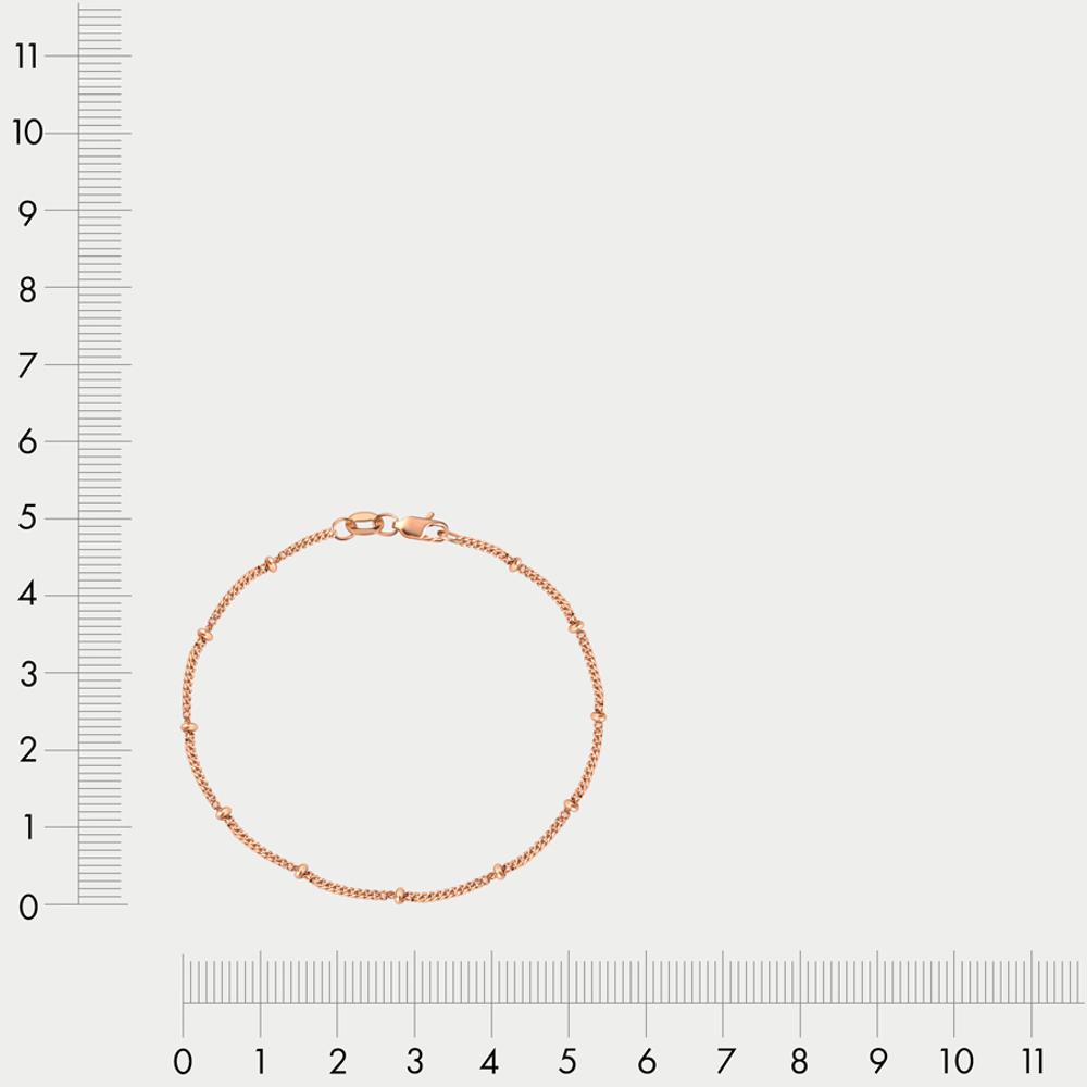 Браслет цепной из розового золота 585 пробы с плетением "Гурмета" без вставок (арт. НБ 12-084 0.40)