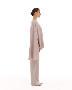 Костюм SATIN (Сатин) (кейп+брюки) жемчужный