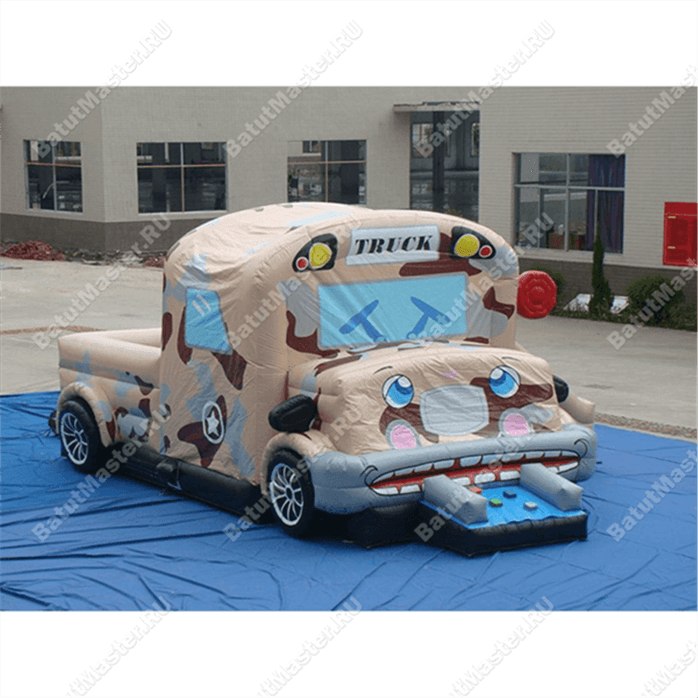 Коммерческий надувной батут "Военный автомобиль"