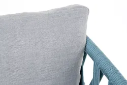 "Диего" кресло плетеное из роупа, каркас алюминий светло-серый (RAL7035) муар, роуп бирюзовый круглый, ткань светло-серая