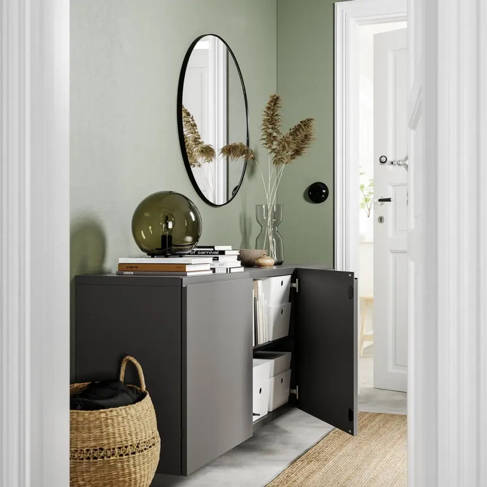 Комбинация навесного шкафа - IKEA BESTÅ/BESTA/БЕСТО ИКЕА, 64х42х180 см, серый